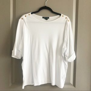 Lauren Ralph Lauren White Short Sleeve T-shirt 2X